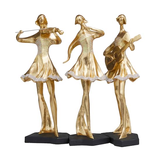 Golden Musical Trio Glam Tabletop Sculpture Set